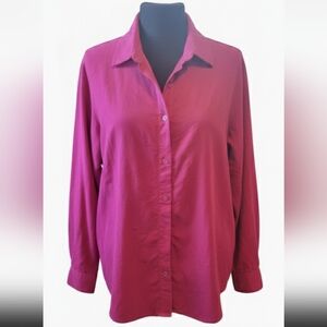 LOFT Magenta Button-Down Shirt